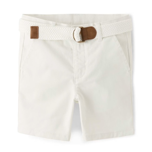 Gymboree Boys Belted Chino Shorts - Simply White Size 10 - Picture 1 of 9